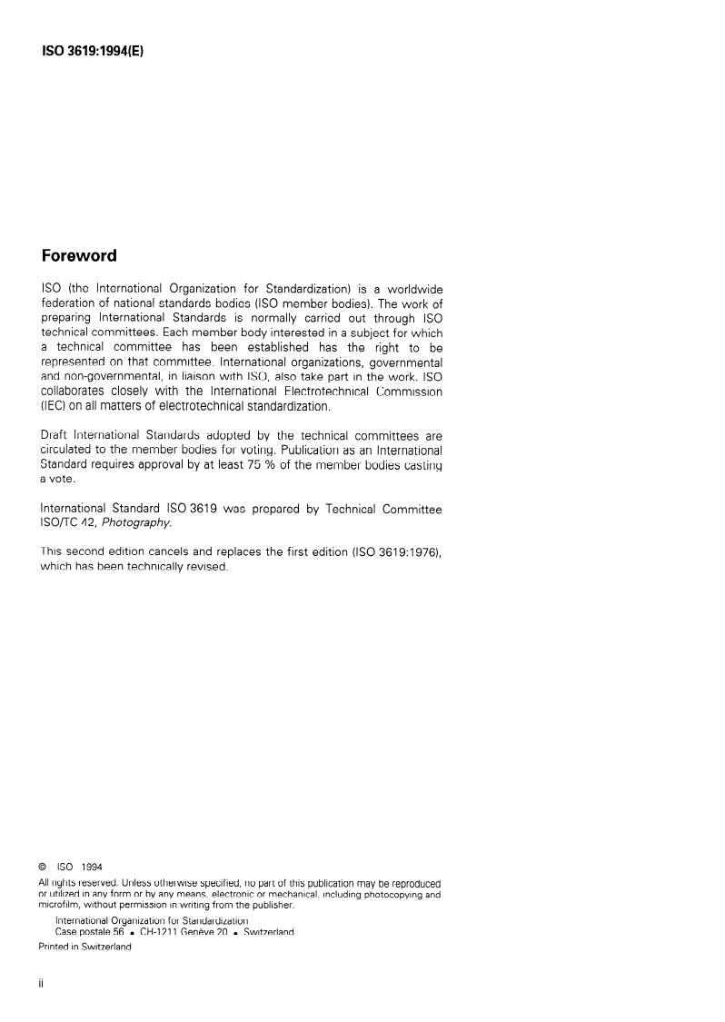 ISO 3619:1994 ISO 3619:1994 - Photography — Processing chemicals — Specifications for ammonium thiosulfate solution/8/1994 - Page 2 preview