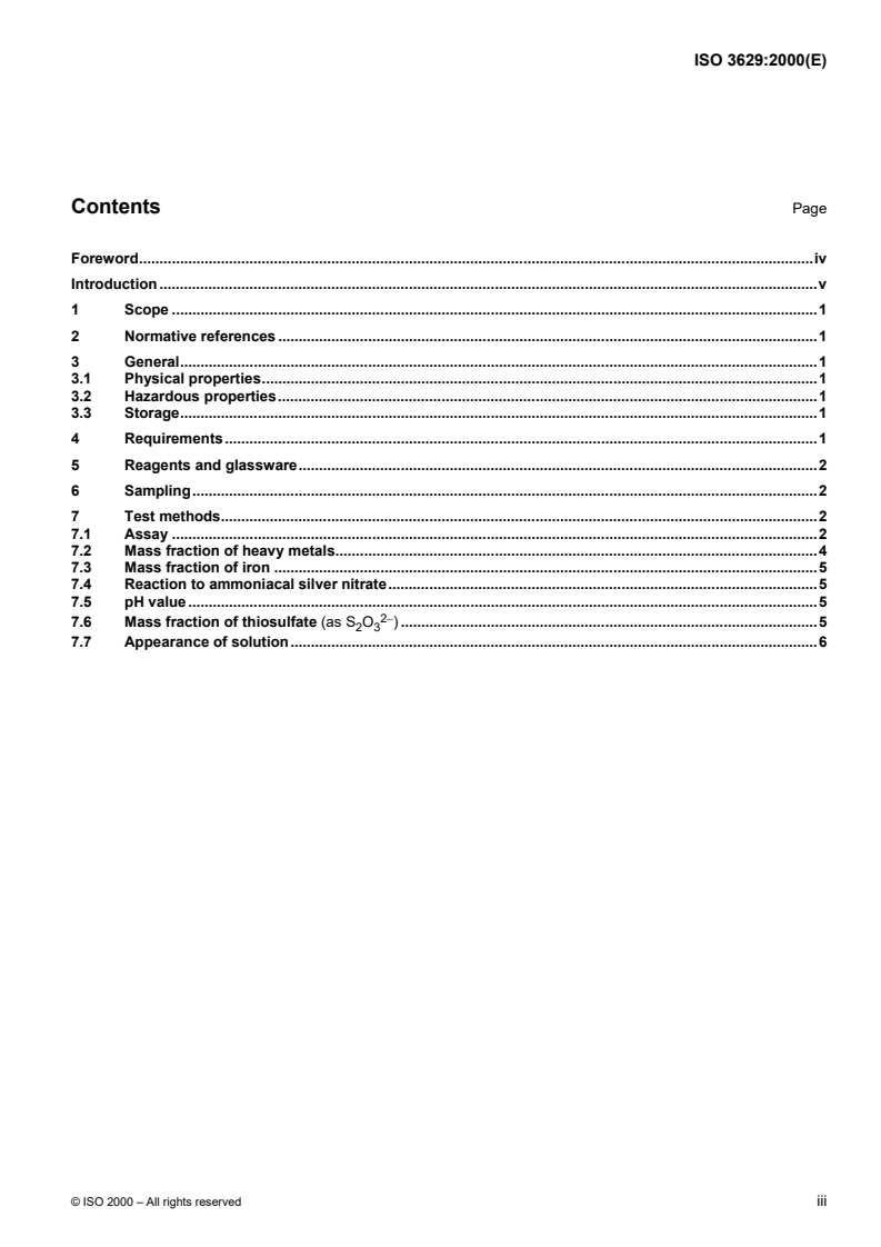 ISO 3629:2000 ISO 3629:2000 - Photography — Processing chemicals — Specifications for potassium metabisulfite/21/2000 - Page 3 preview