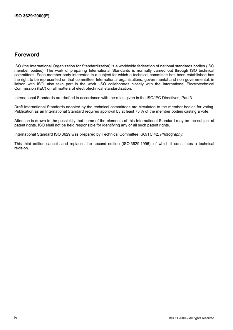 ISO 3629:2000 ISO 3629:2000 - Photography — Processing chemicals — Specifications for potassium metabisulfite/21/2000 - Page 4 preview