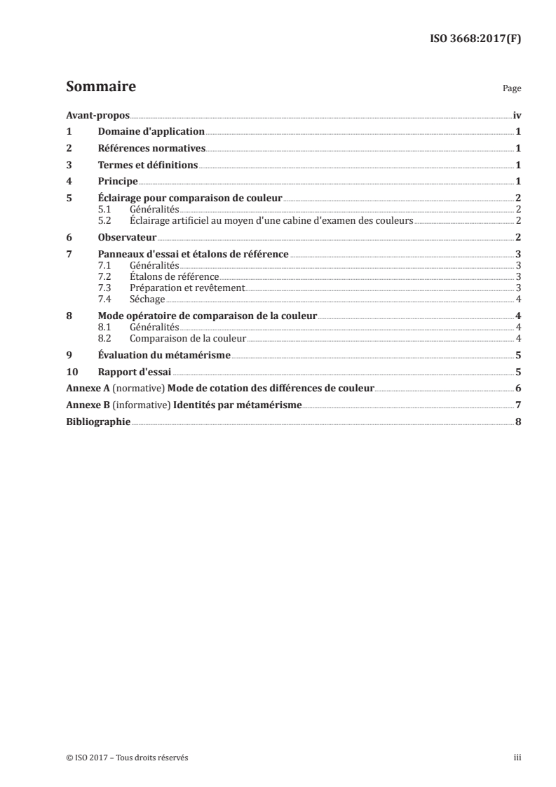 ISO 3668:2017 ISO 3668:2017 - Peintures et vernis — Comparaison visuelle de la couleur des peintures/25/2020 - Page 3 preview