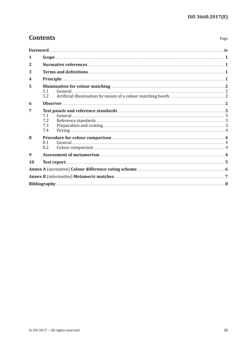 ISO 3668:2017 ISO 3668:2017 - Paints and varnishes — Visual comparison of colour of paints/29/2017 - Page 3 preview