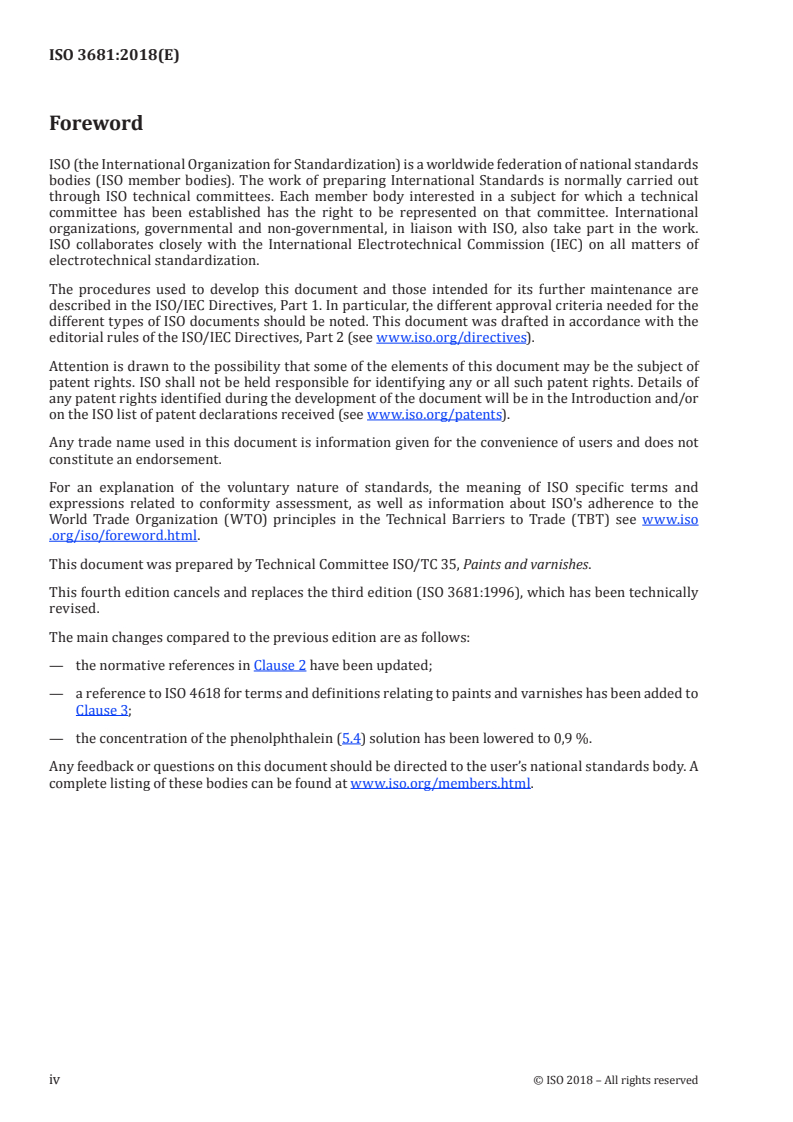 ISO 3681:2018 ISO 3681:2018 - Binders for paints and varnishes — Determination of saponification value — Titrimetric method/7/2018 - Page 4 preview