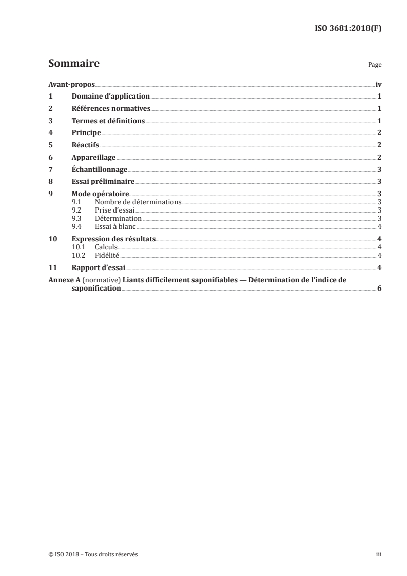 ISO 3681:2018 ISO 3681:2018 - Liants pour peintures et vernis — Détermination de l'indice de saponification — Méthode titrimétrique/7/2018 - Page 3 preview