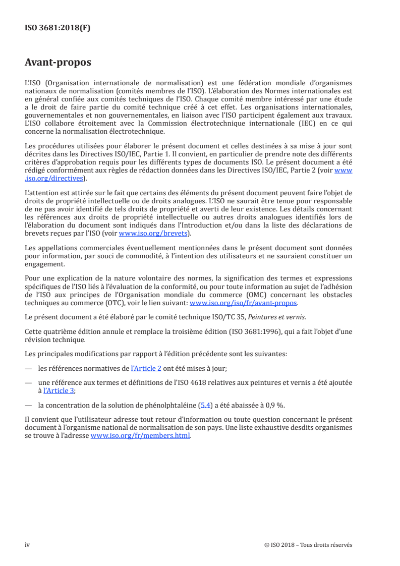 ISO 3681:2018 ISO 3681:2018 - Liants pour peintures et vernis — Détermination de l'indice de saponification — Méthode titrimétrique/7/2018 - Page 4 preview