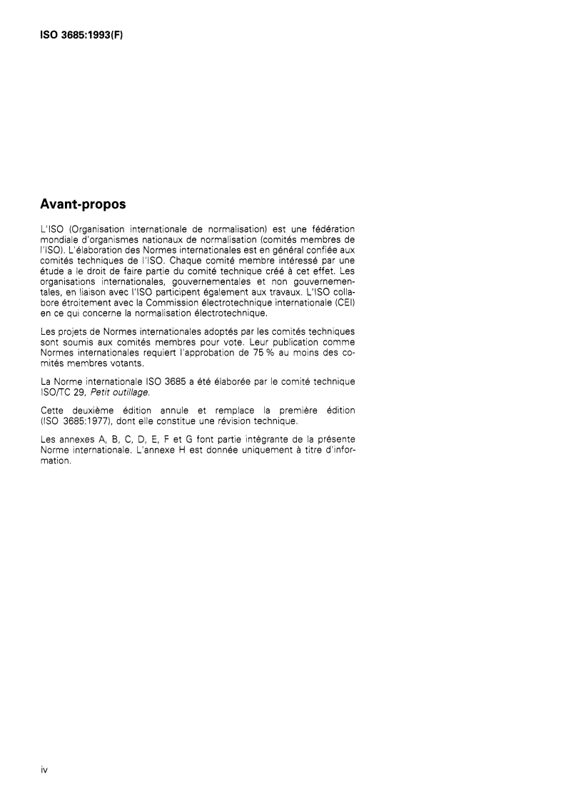 ISO 3685:1993 ISO 3685:1993 - Essais de durée de vie des outils de tournage à partie active unique/18/1993 - Page 4 preview