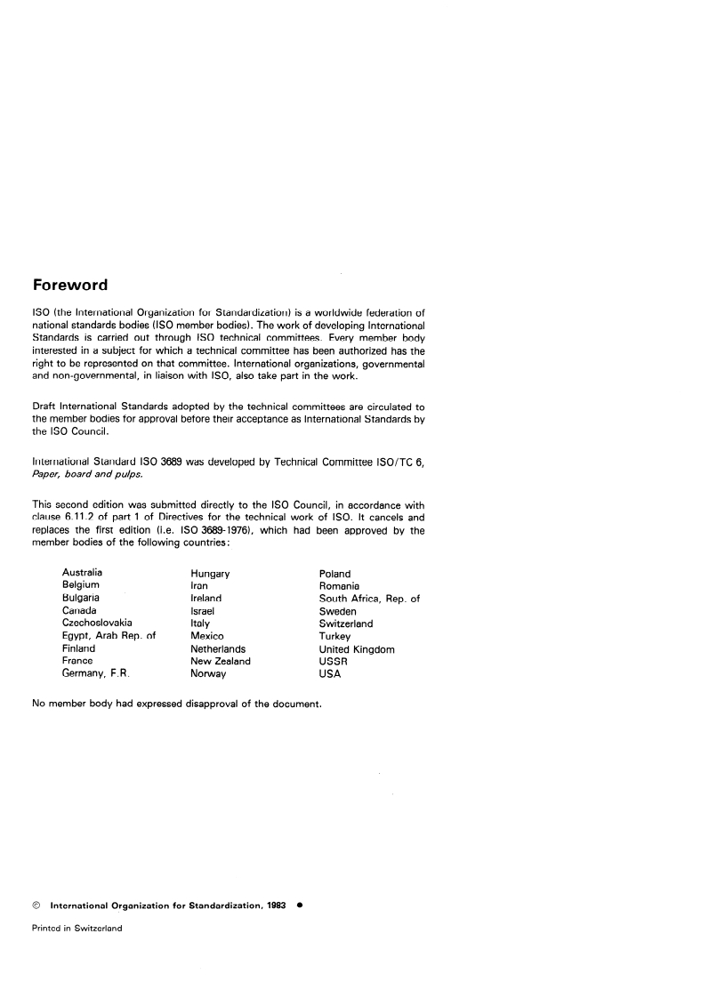ISO 3689:1983 ISO 3689:1983 - Paper and board — Determination of bursting strength after immersion in water/1/1983 - Page 2 preview