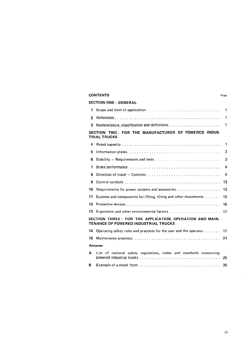 SIST ISO 3691:1999 ISO 3691:1980 - Powered industrial trucks — Safety code/1/1980 - Page 3 preview