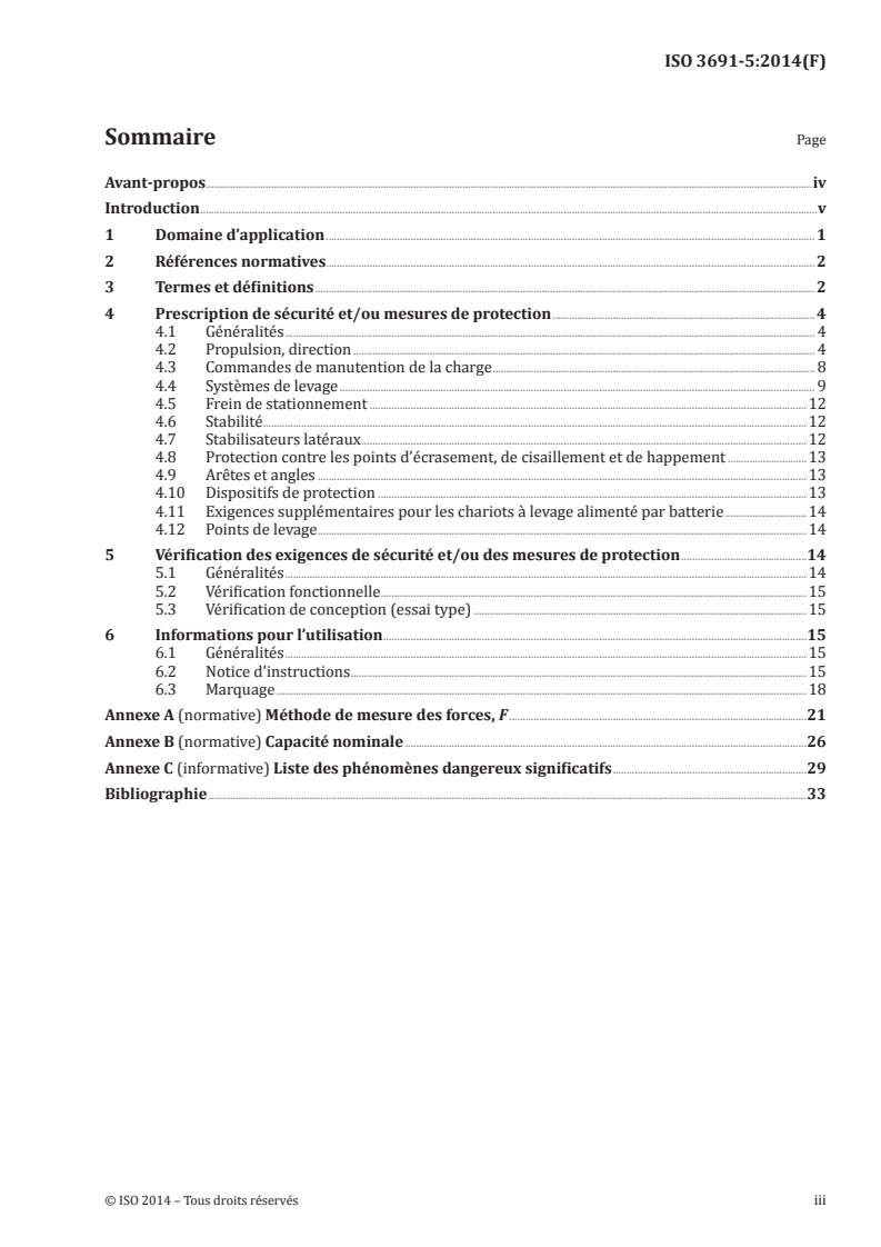 ISO 3691-5:2014 ISO 3691-5:2014 - Chariots de manutention — Exigences de sécurité et vérification — Partie 5: Chariots à conducteur à propulsion manuelle/10/2014 - Page 3 preview