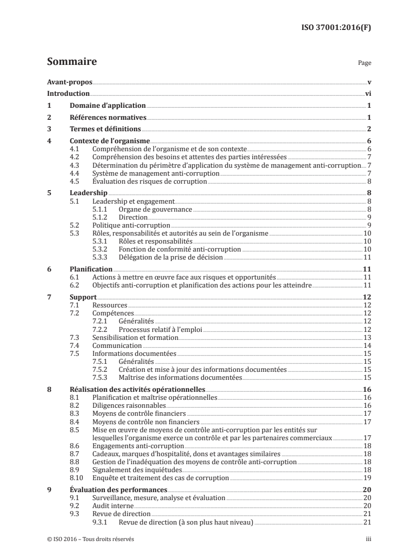 ISO 37001:2016 ISO 37001:2016 - Systèmes de management anti-corruption — Exigences et recommandations de mise en oeuvre/29/2016 - Page 3 preview