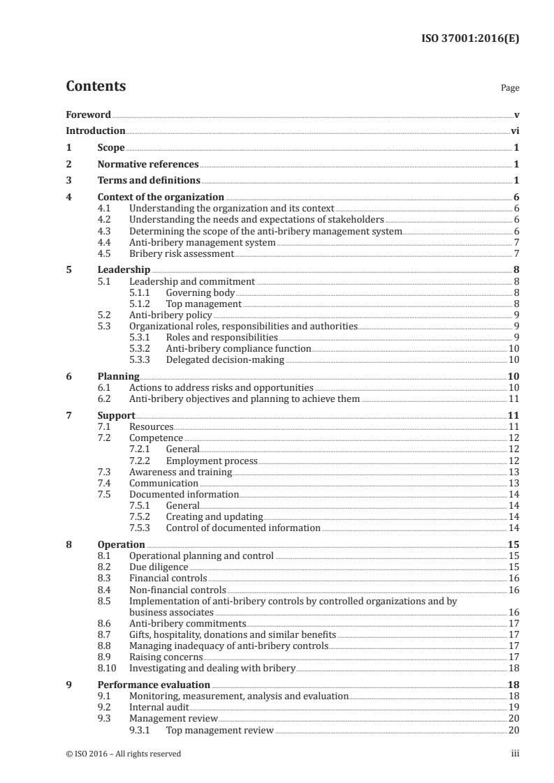 ISO 37001:2016 ISO 37001:2016 - Anti-bribery management systems — Requirements with guidance for use/13/2016 - Page 3 preview