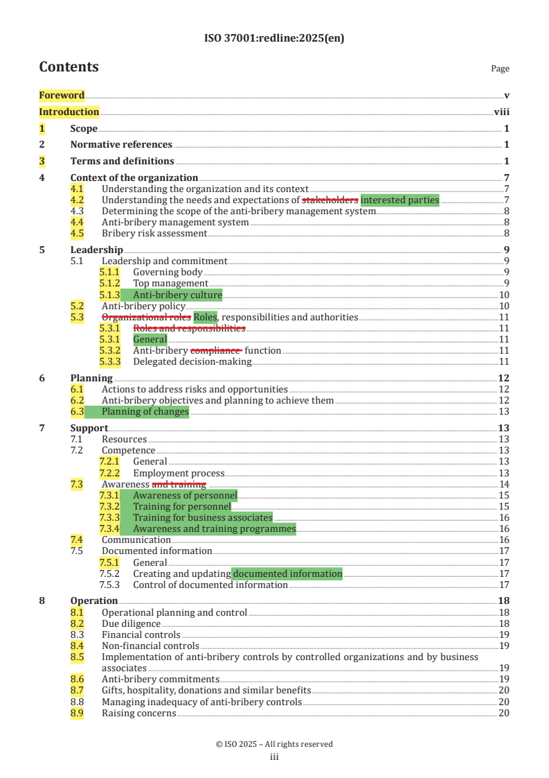 ISO 37001:2025 REDLINE ISO 37001:2025 - Anti-bribery management systems — Requirements with guidance for use/28/2025 - Page 3 preview