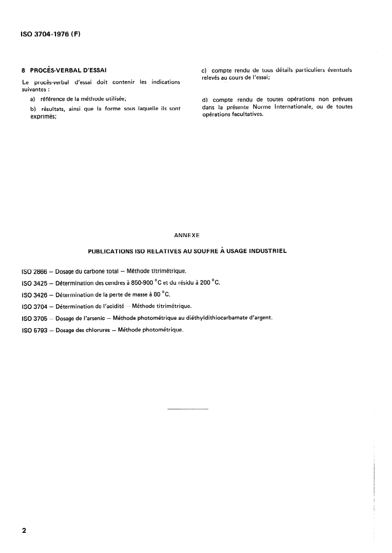 ISO 3704:1976 ISO 3704:1976 - Soufre à usage industriel — Détermination de l'acidité — Méthode titrimétrique/1/1976 - Page 4 preview