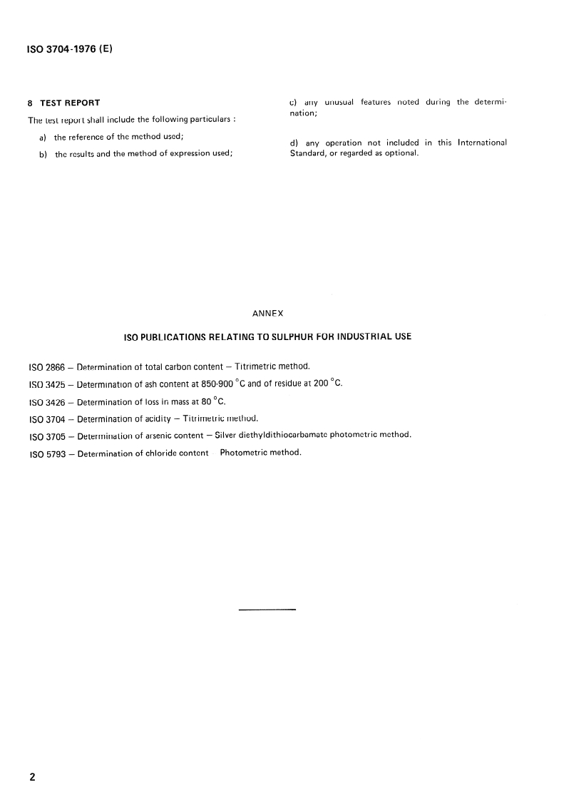 ISO 3704:1976 ISO 3704:1976 - Sulphur for industrial use — Determination of acidity — Titrimetric method/1/1976 - Page 4 preview