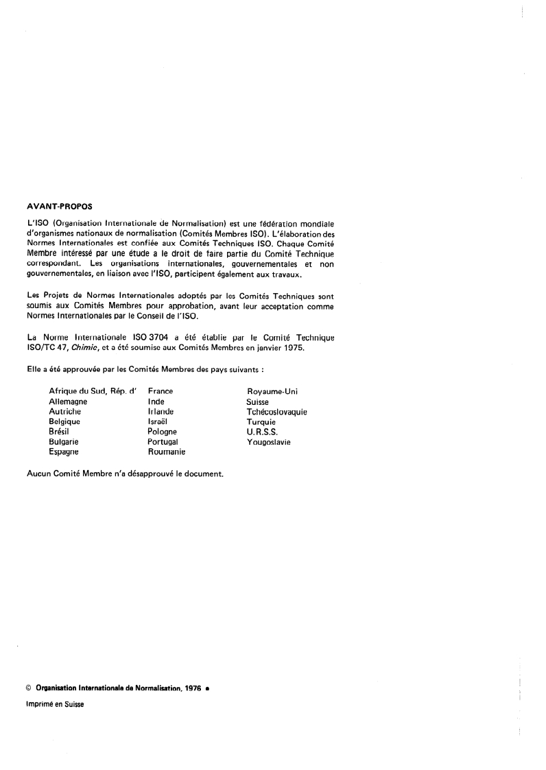 ISO 3704:1976 ISO 3704:1976 - Soufre à usage industriel — Détermination de l'acidité — Méthode titrimétrique/1/1976 - Page 2 preview