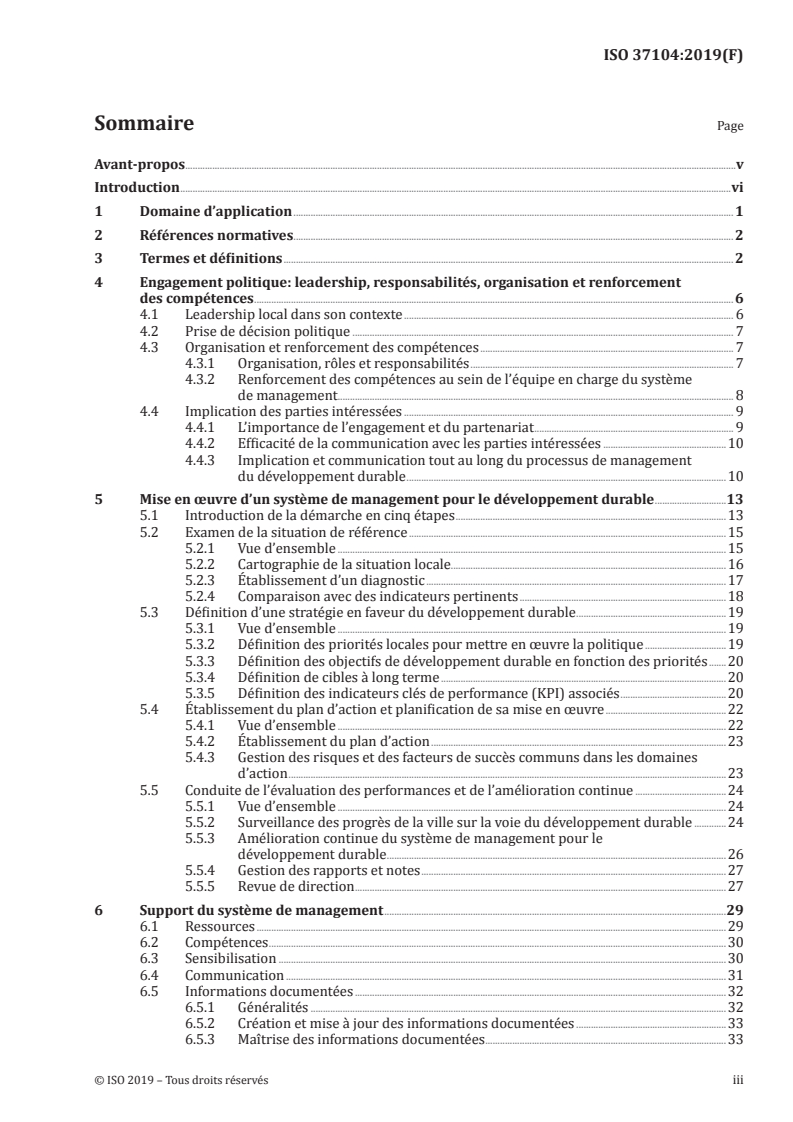 ISO 37104:2019 ISO 37104:2019 - Villes et communautés territoriales durables — Transformer nos villes — Recommandations pour la mise en oeuvre pratique de l'ISO 37101 au plan local/17/2019 - Page 3 preview