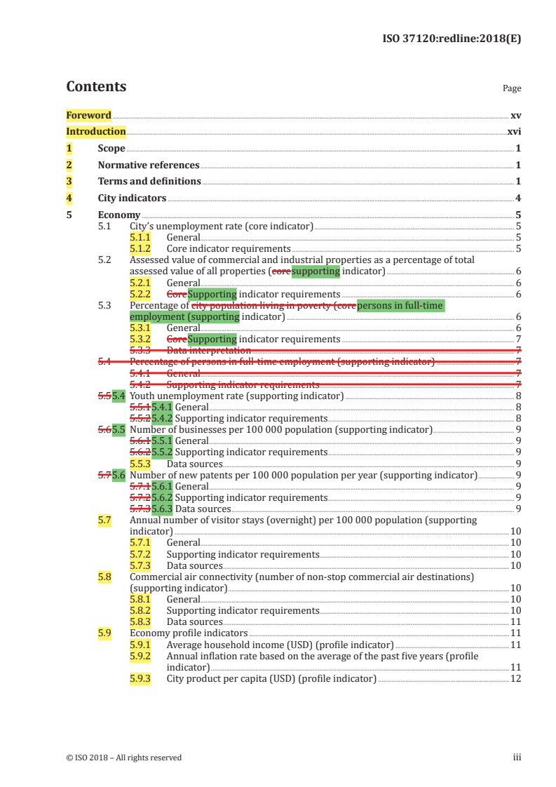 ISO 37120:2018 REDLINE ISO 37120:2018 - Sustainable cities and communities — Indicators for city services and quality of life/5/2018 - Page 3 preview