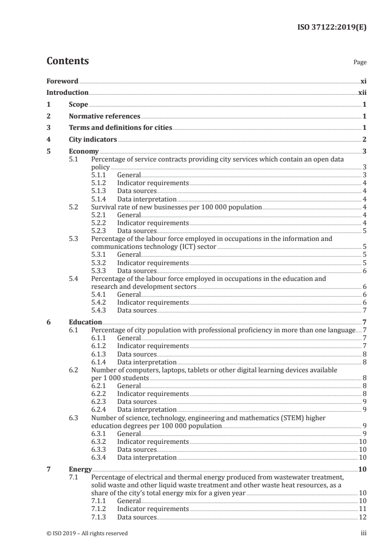 SIST ISO 37122:2023 ISO 37122:2019 - Sustainable cities and communities — Indicators for smart cities/13/2019 - Page 3 preview