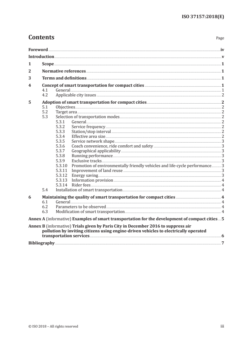 ISO 37157:2018 ISO 37157:2018 - Smart community infrastructures — Smart transportation for compact cities/4/2018 - Page 3 preview