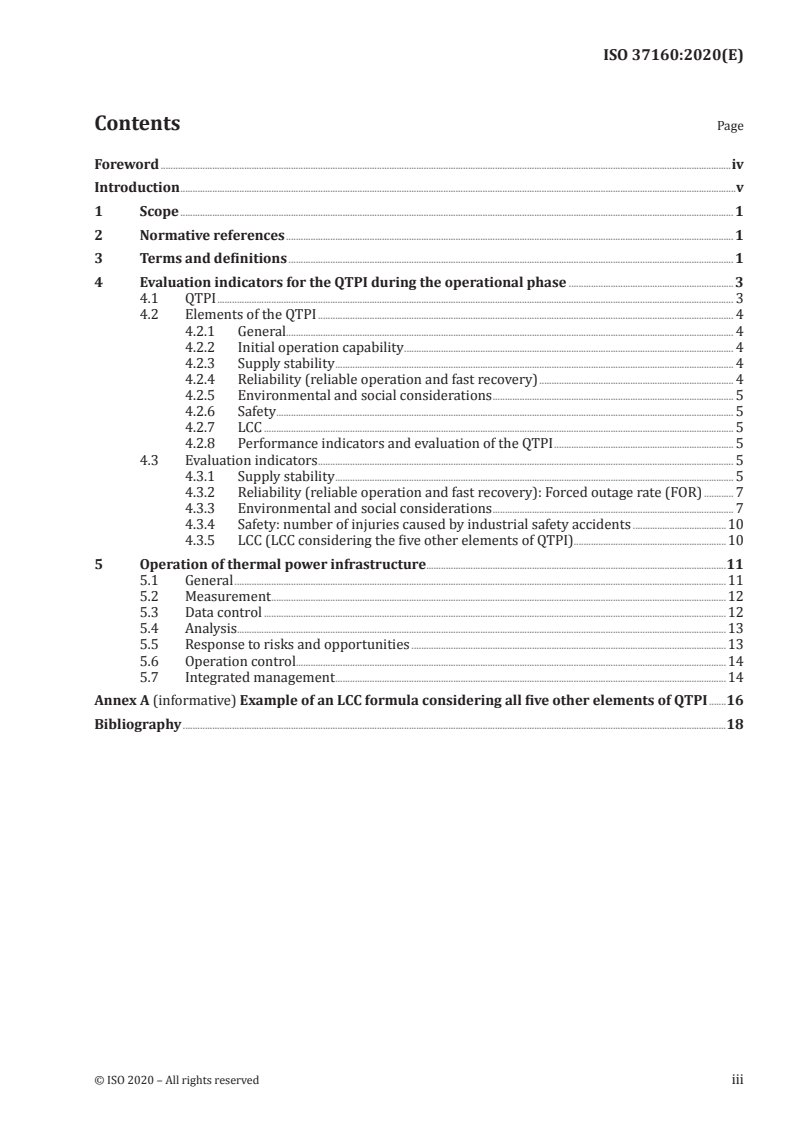 ISO 37160:2020 ISO 37160:2020 - Smart community infrastructure — Electric power infrastructure — Measurement methods for the quality of thermal power infrastructure and requirements for plant operations and management/31/2020 - Page 3 preview