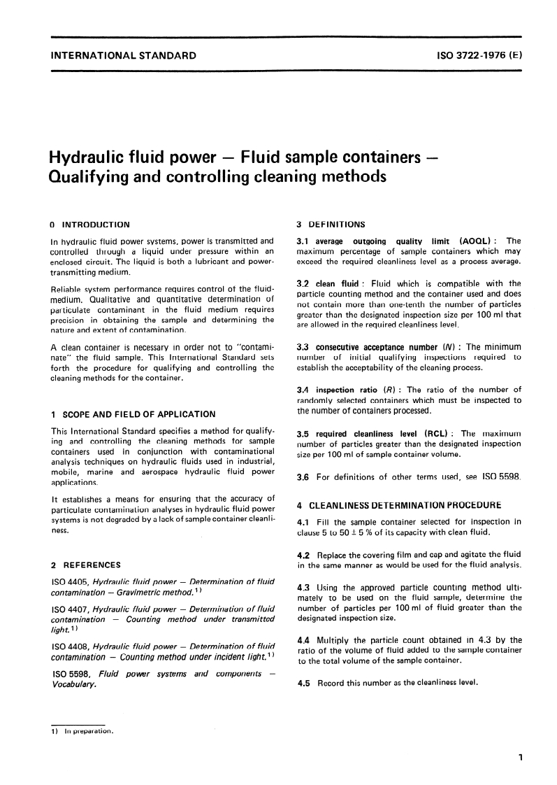 SIST ISO 3722:1997 ISO 3722:1976 - Hydraulic fluid power — Fluid sample containers — Qualifying and controlling cleaning methods/1/1976 - Page 3 preview