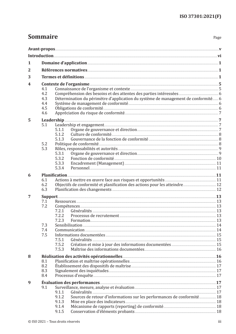 ISO 37301:2021 ISO 37301:2021 - Systèmes de management de la conformité — Exigences et recommandations pour la mise en oeuvre/2/2021 - Page 3 preview