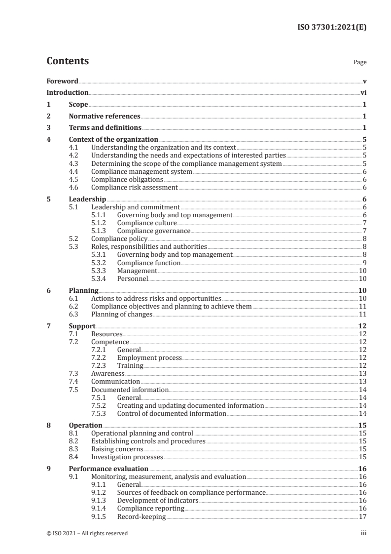 ISO 37301:2021 ISO 37301:2021 - Compliance management systems — Requirements with guidance for use/13/2021 - Page 3 preview