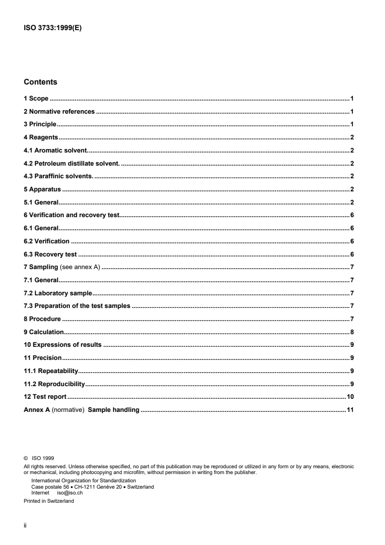 ISO 3733:1999 ISO 3733:1999 - Petroleum products and bituminous materials — Determination of water — Distillation method/14/1999 - Page 2 preview