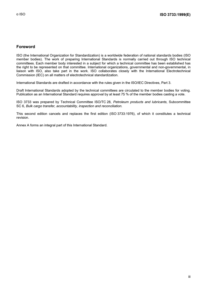 ISO 3733:1999 ISO 3733:1999 - Petroleum products and bituminous materials — Determination of water — Distillation method/14/1999 - Page 3 preview