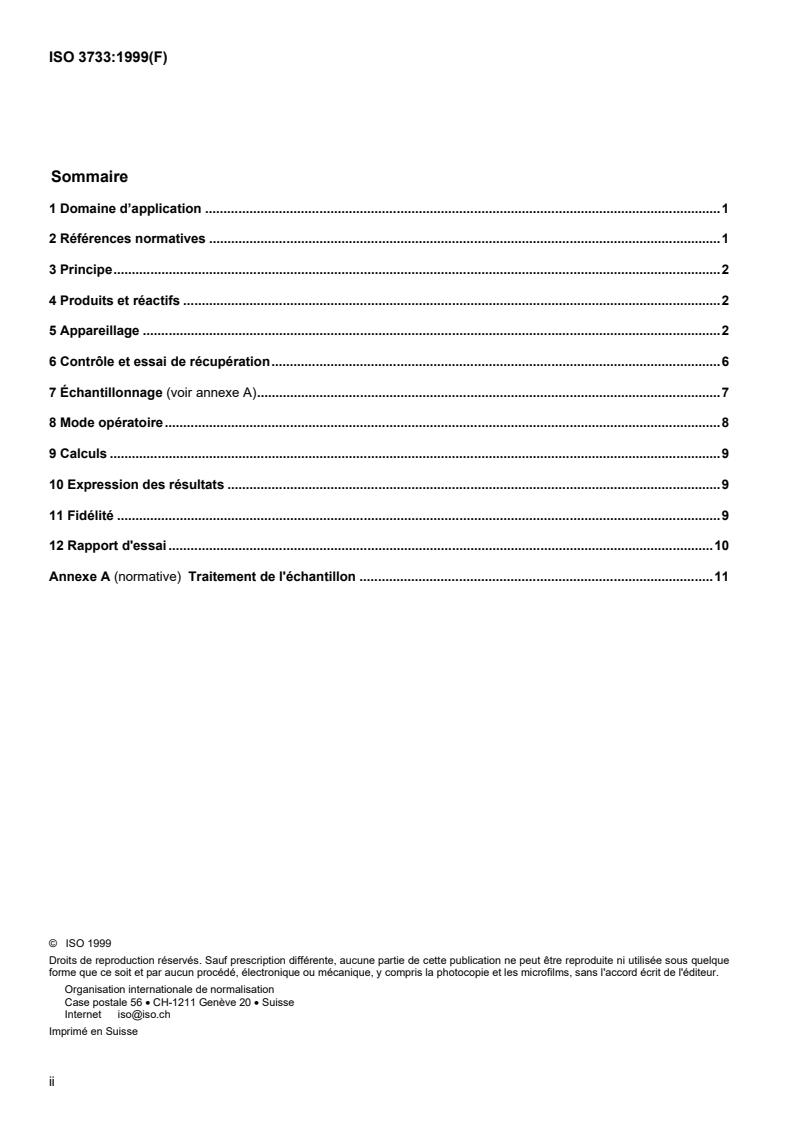 ISO 3733:1999 ISO 3733:1999 - Produits pétroliers et bitumineux — Dosage de l'eau — Méthode par distillation/14/1999 - Page 2 preview