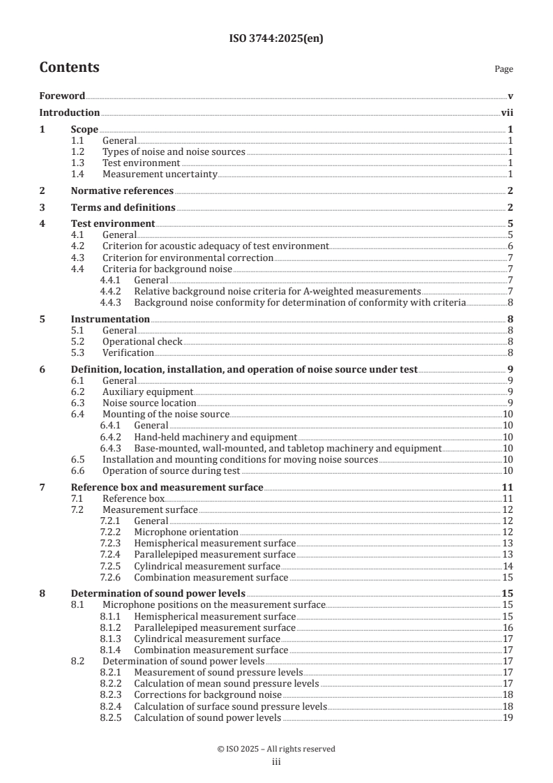 ISO 3744:2025 ISO 3744:2025 - Acoustics — Determination of sound power levels of noise sources using sound pressure — Engineering methods for an essentially free field over a reflecting plane
Released:11. 12. 2025 - Page 3 preview