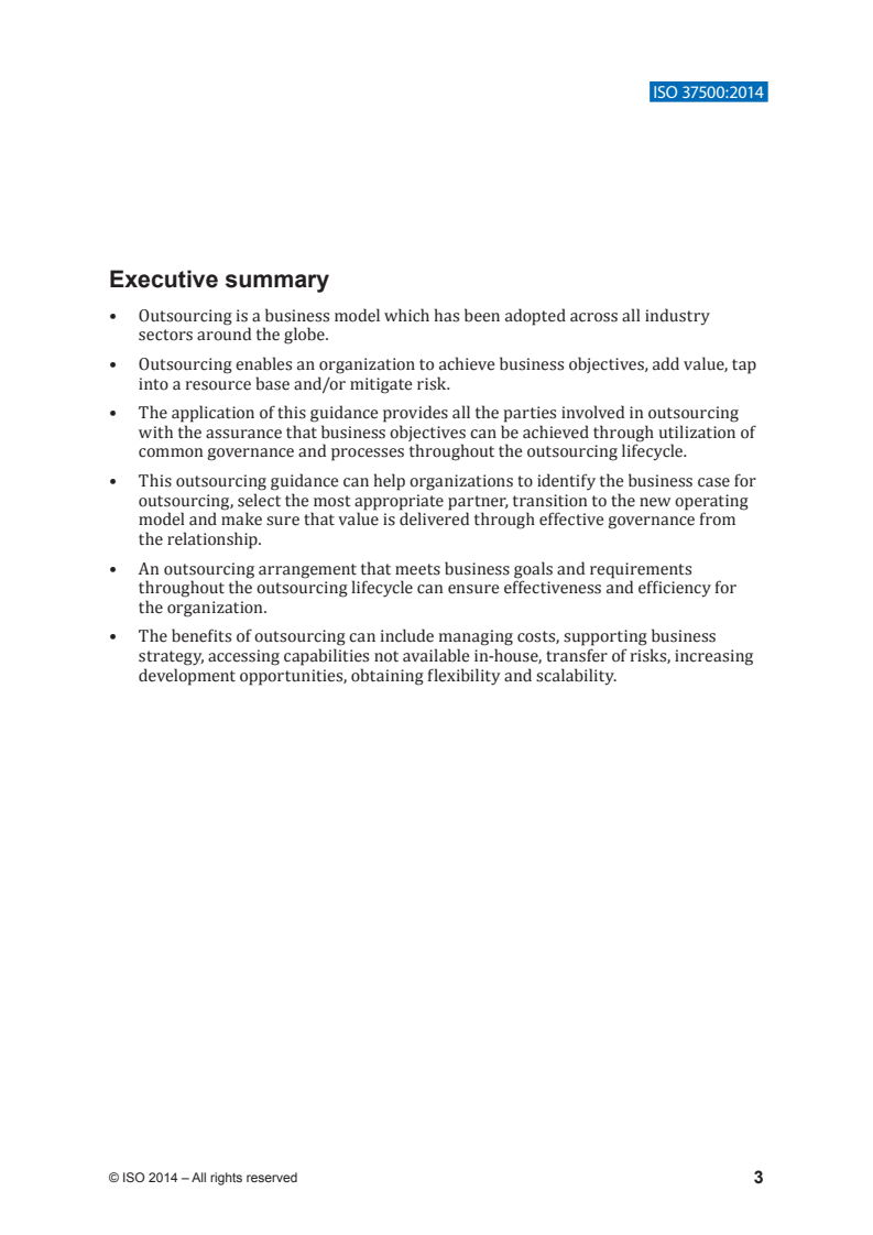 ISO 37500:2014 ISO 37500:2014 - Guidance on outsourcing/31/2014 - Page 3 preview