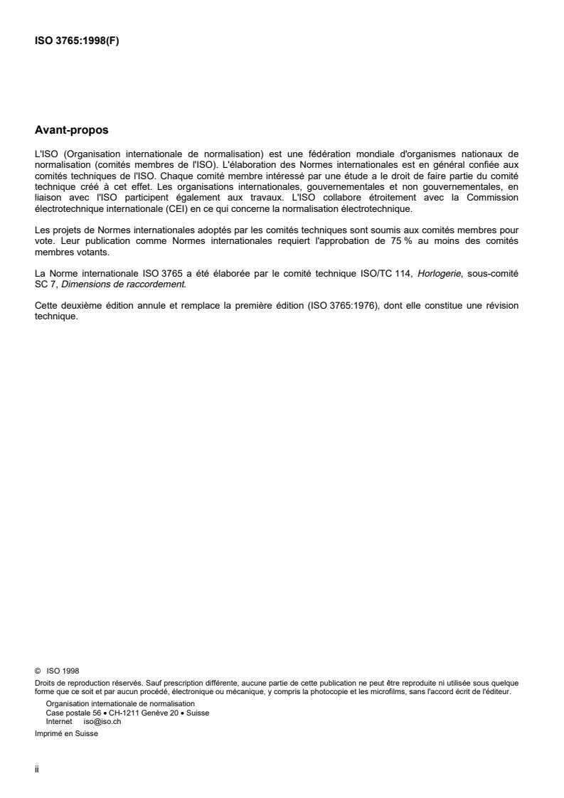 ISO 3765:1998 ISO 3765:1998 - Instruments horaires — Montres-bracelets — Dimensions de raccordement des bracelets aux boîtes/26/1998 - Page 2 preview