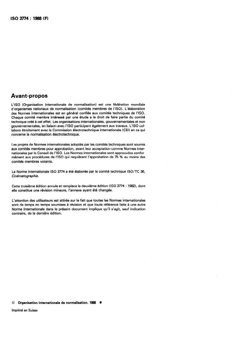 ISO 3774:1988 ISO 3774:1988 - Cinématographie — Film cinématographique 35 mm perforé 8 mm, type S (1-3-5-7-0) et (1-0) — Dimensions de coupe et de perforation/27/1988 - Page 2 preview