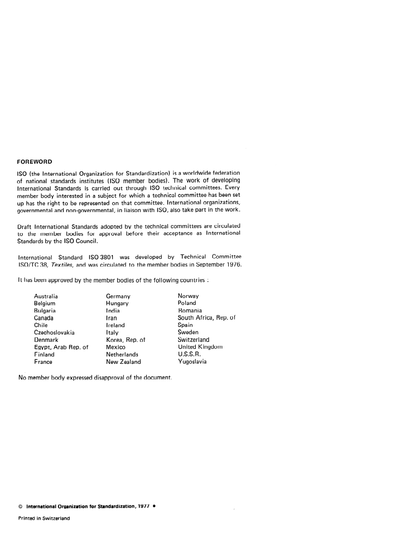 ISO 3801:1977 ISO 3801:1977 - Textiles — Woven fabrics — Determination of mass per unit length and mass per unit area/1/1977 - Page 2 preview