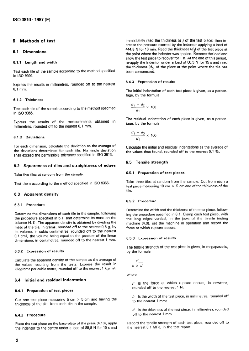 ISO 3810:1987 ISO 3810:1987 - Floor tiles of agglomerated cork — Methods of test/16/1992 - Page 4 preview