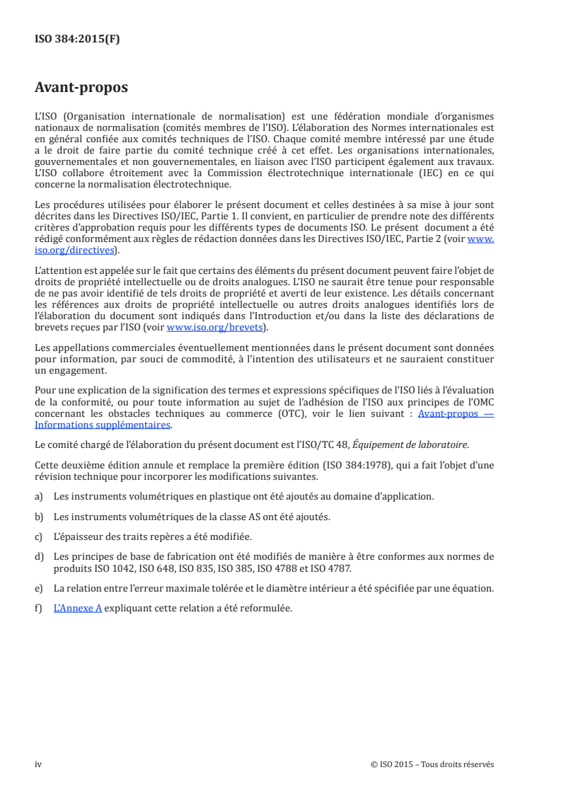 ISO 384:2015 ISO 384:2015 - Matériel de laboratoire en verre ou en plastique — Principes de conception et de construction d'instruments volumétriques/7/2015 - Page 4 preview