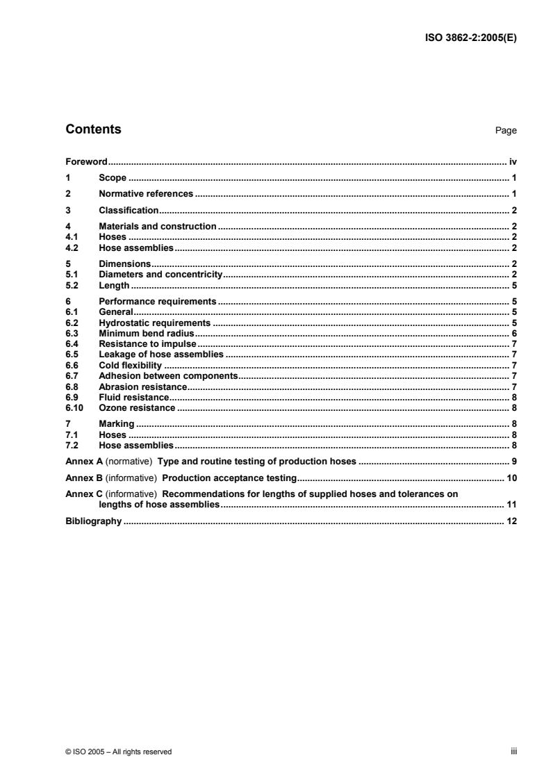 ISO 3862-2:2005 ISO 3862-2:2005 - Rubber hoses and hose assemblies -- Rubber-covered spiral-wire-reinforced hydraulic types -- Specification - Page 3 preview