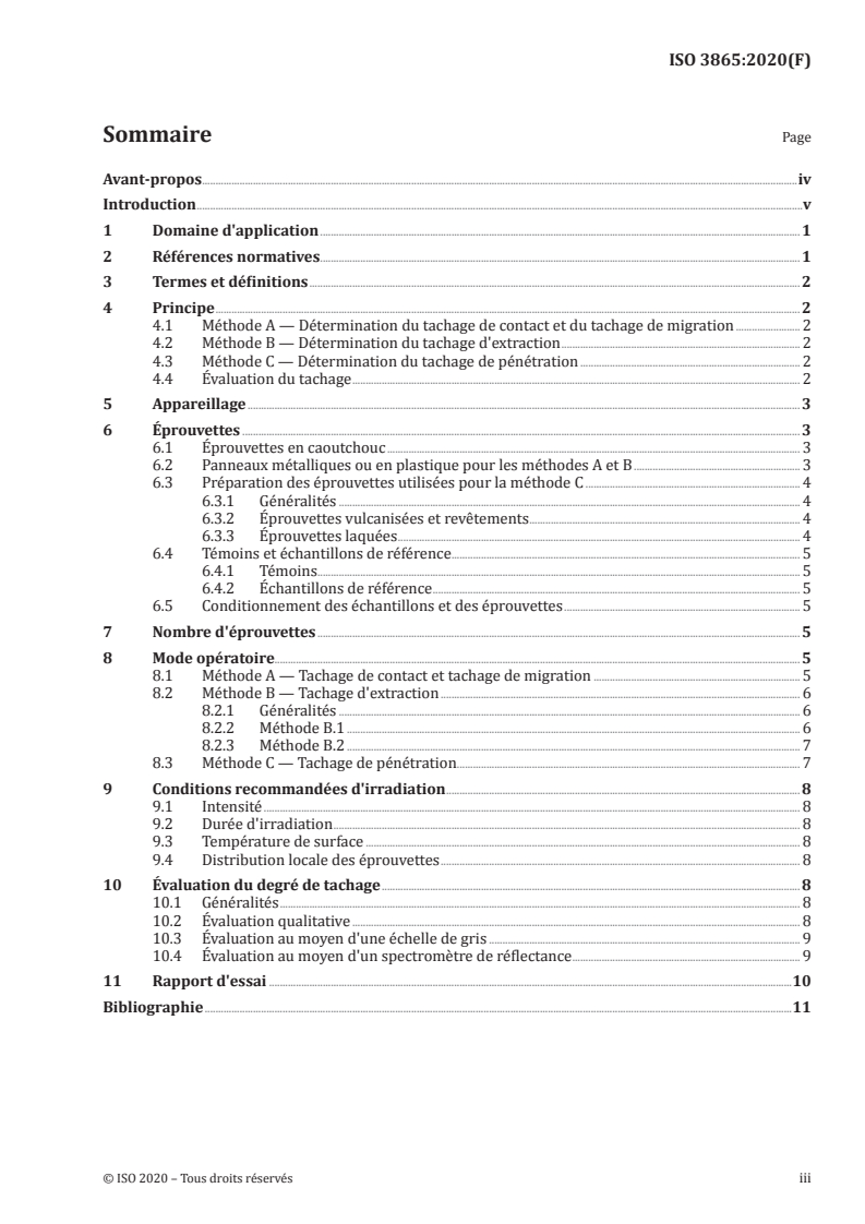 ISO 3865:2020 ISO 3865:2020 - Caoutchouc vulcanisé ou thermoplastique — Méthodes d'essai pour déterminer le tachage lors du contact avec des matières organiques/31/2020 - Page 3 preview