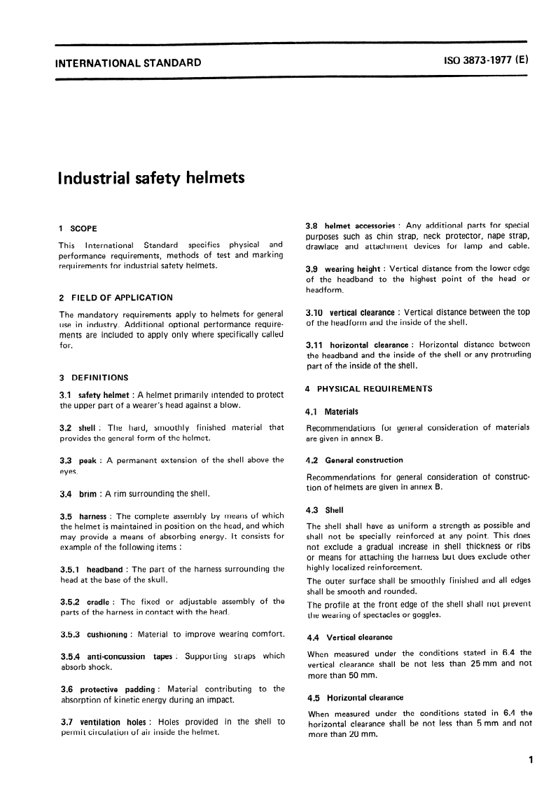 ISO 3873:1977 ISO 3873:1977 - Industrial safety helmets/1/1977 - Page 3 preview