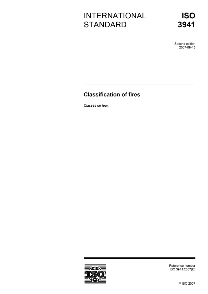 ISO 3941:2007 ISO 3941:2007 - Classification of fires/10/2007 - Page 1 preview
