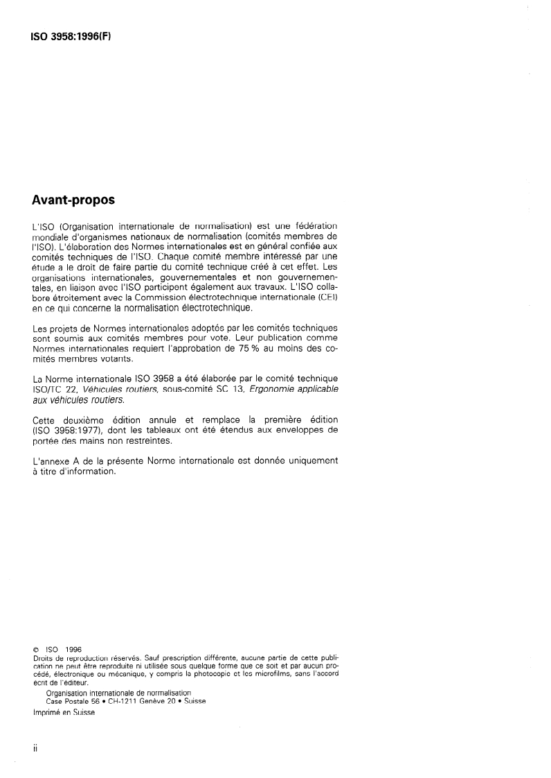 ISO 3958:1996 ISO 3958:1996 - Voitures particulières — Portée des mains du conducteur/1/1996 - Page 2 preview