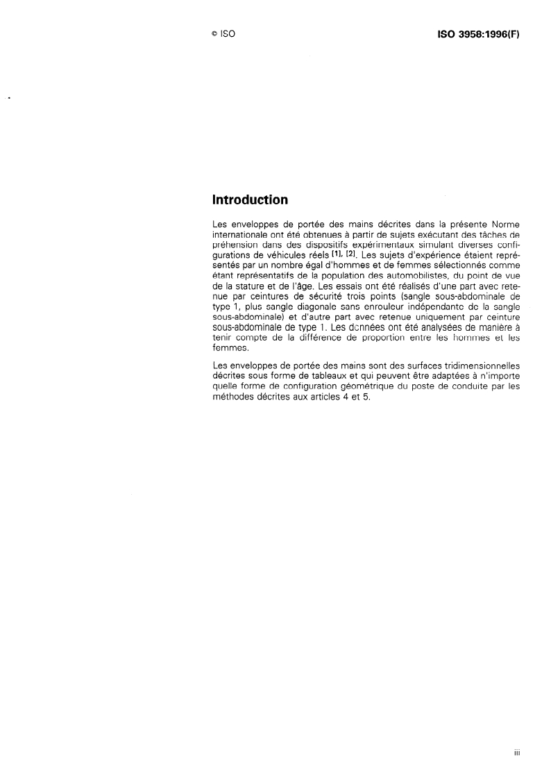 ISO 3958:1996 ISO 3958:1996 - Voitures particulières — Portée des mains du conducteur/1/1996 - Page 3 preview