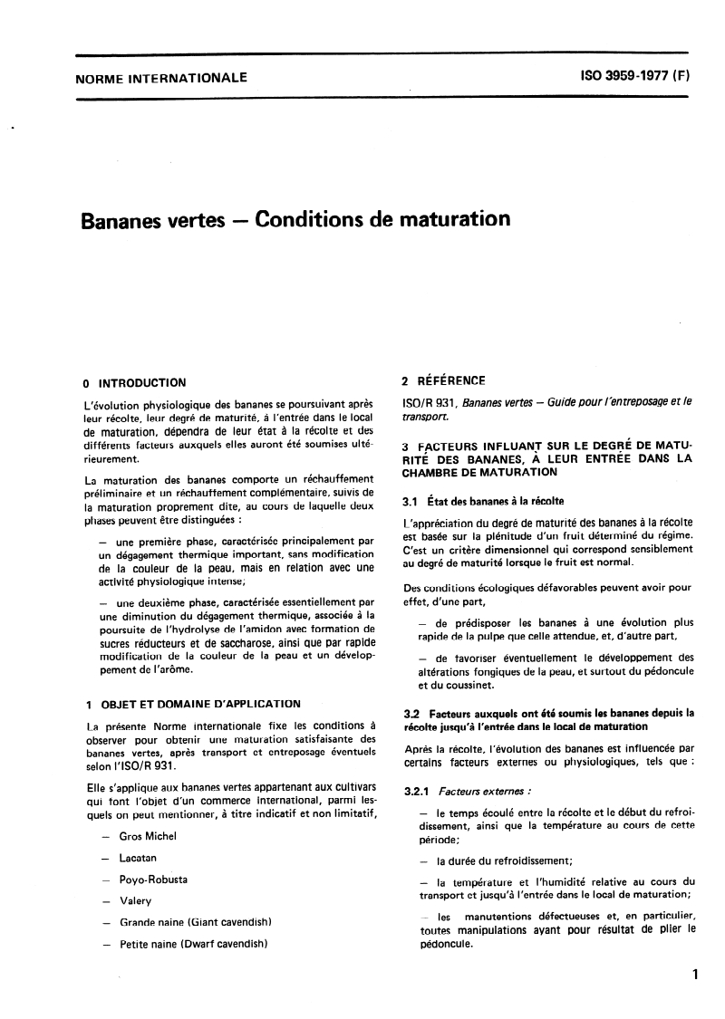 SIST ISO 3959:1996 ISO 3959:1977 - Bananes vertes — Conditions de maturation/1/1977 - Page 3 preview