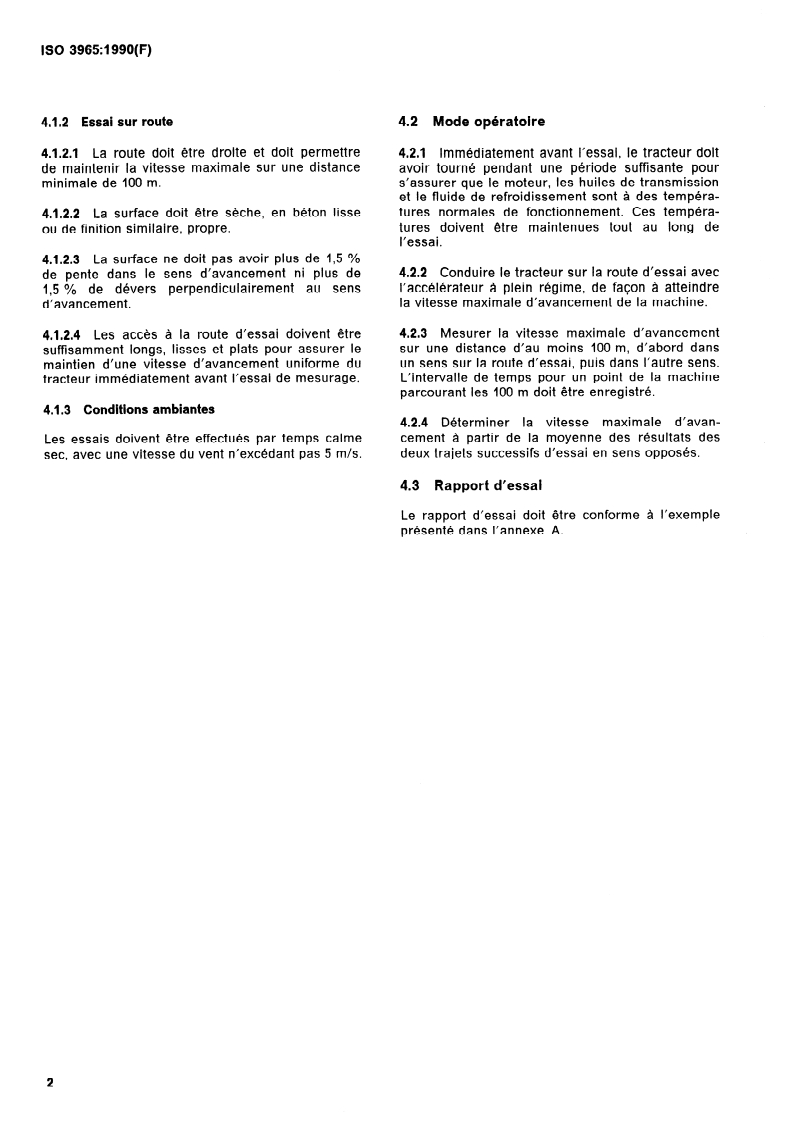 ISO 3965:1990 ISO 3965:1990 - Tracteurs agricoles à roues — Vitesses maximales — Méthode de détermination/15/1990 - Page 4 preview