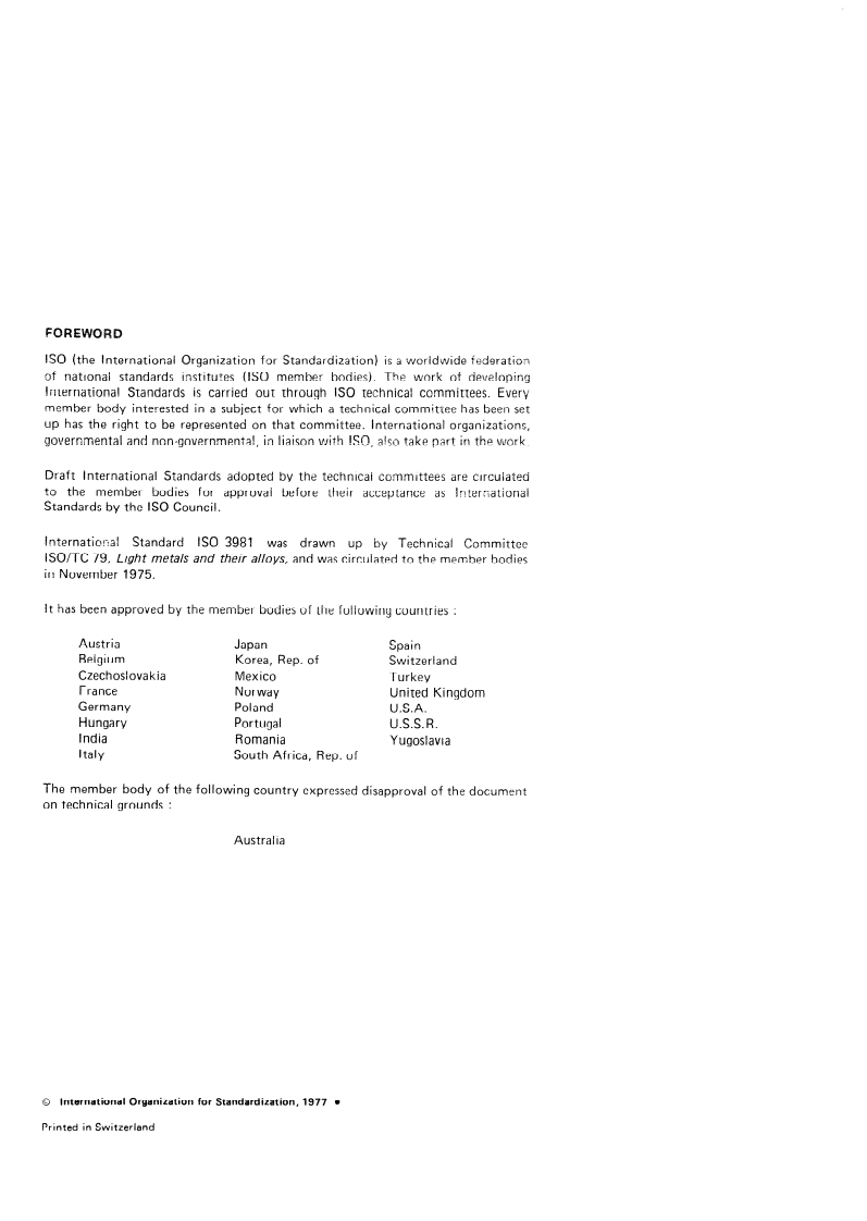 ISO 3981:1977 ISO 3981:1977 - Aluminium and aluminium alloys — Determination of nickel — Atomic absorption spectrophotometric method/1/1977 - Page 2 preview