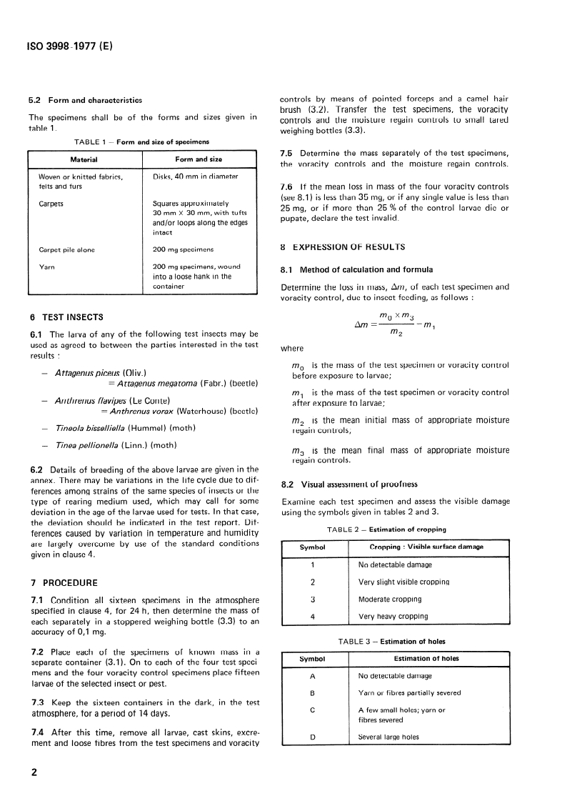 ISO 3998:1977 ISO 3998:1977 - Textiles — Determination of resistance to certain insect pests/1/1977 - Page 4 preview