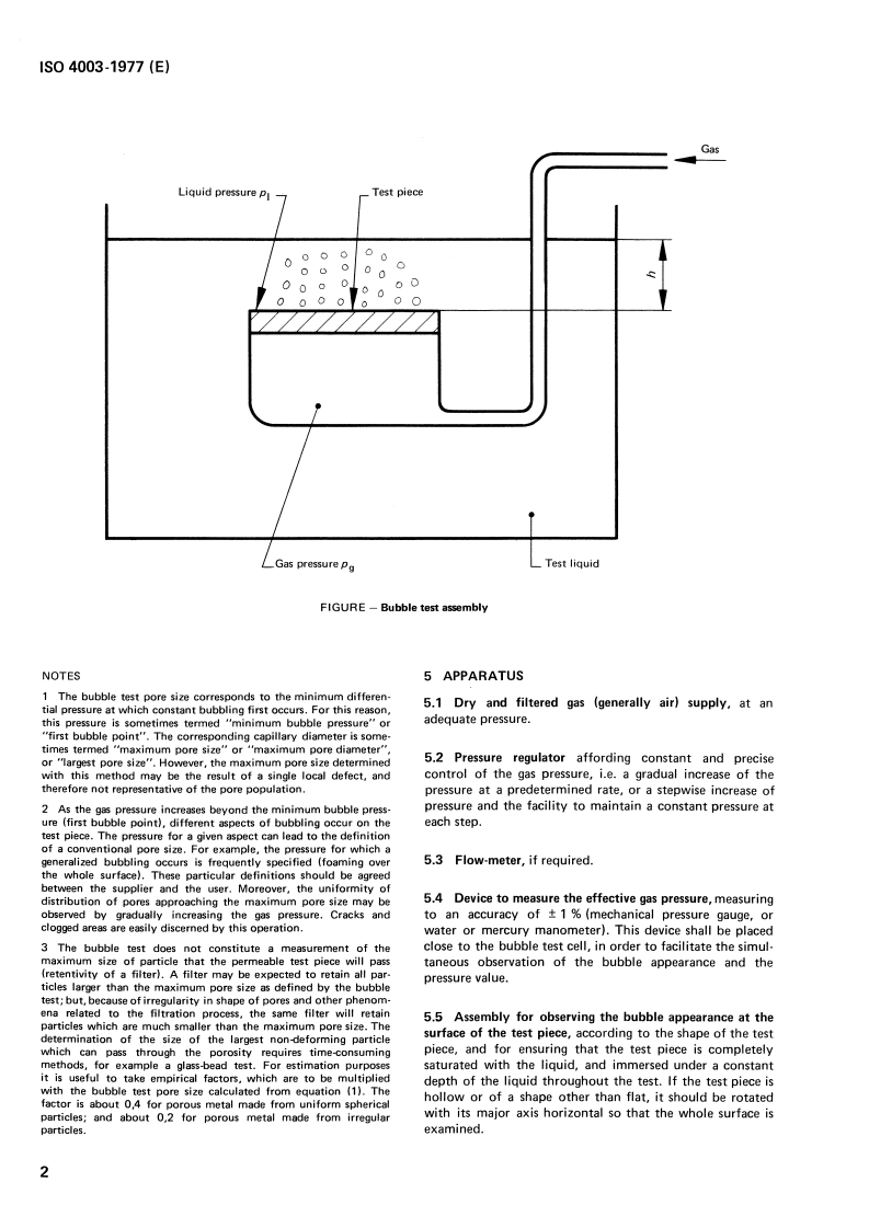 ISO 4003:1977 ISO 4003:1977 - Permeable sintered metal materials — Determination of bubble test pore size/1/1977 - Page 4 preview