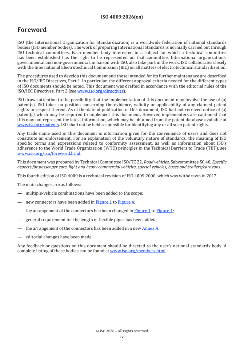 ISO 4009:2026 ISO 4009:2026 - Commercial vehicles — Location of electrical and pneumatic connections between towing vehicles and trailers - Page 4 preview