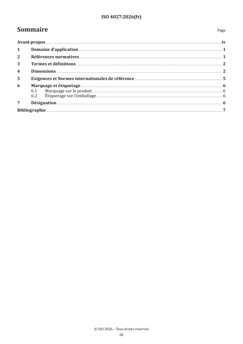 ISO 4027:2026 ISO 4027:2026 - Fixations — Vis sans tête à six pans creux, à bout tronconique - Page 3 preview