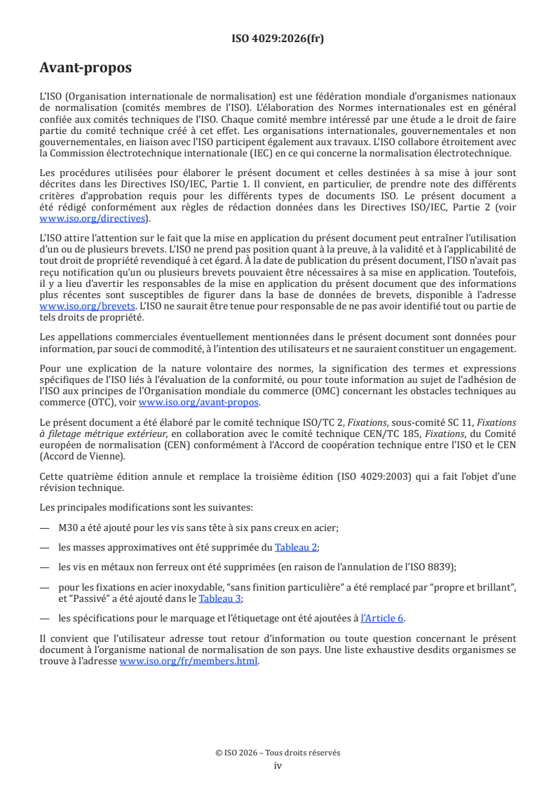 ISO 4029:2026 ISO 4029:2026 - Fixations — Vis sans tête à six pans creux, à bout cuvette - Page 4 preview